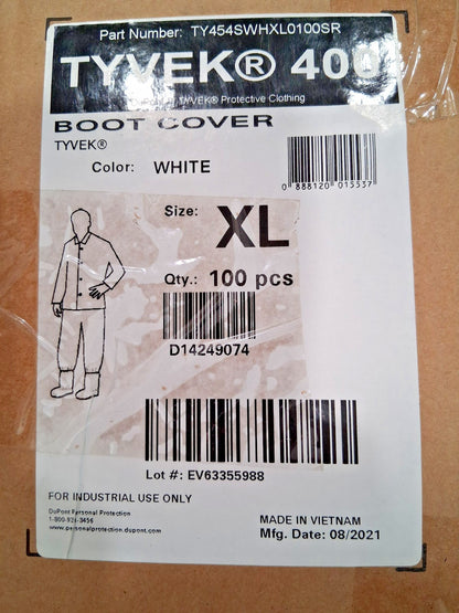 DUPONT TYVEK DISP SHOE COVERS 18"WHT XL 100PK 65888687
