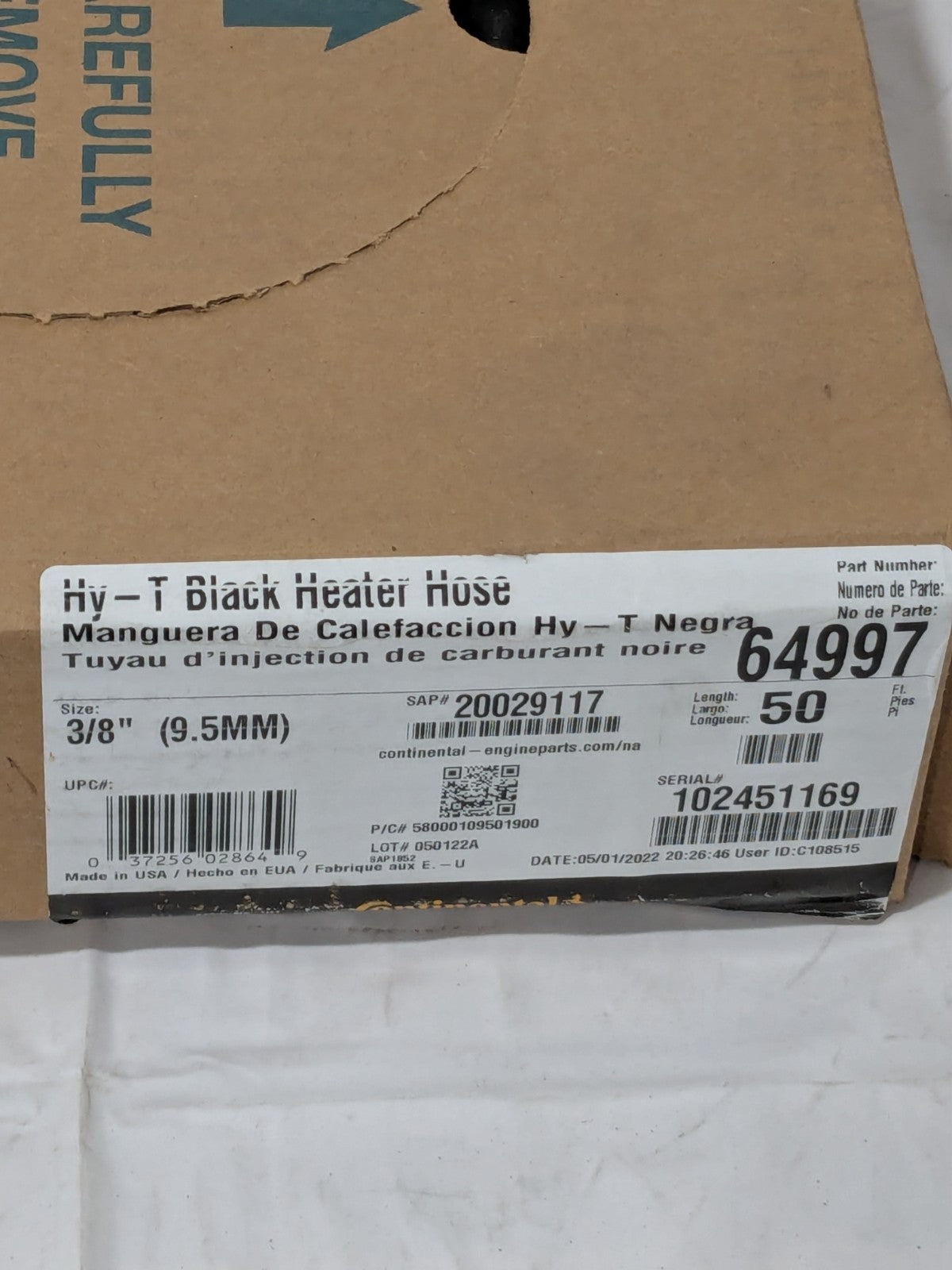Continental ContiTech 50 Ft. Long x 3/8" Dia, Automotive Heater Hose 20029117