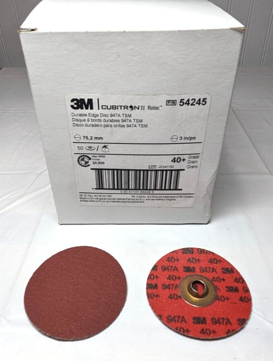 3M Cubitron II 947A Roloc TSM Roloc 3" 40 + Grit Qty 50 54244  7100077044