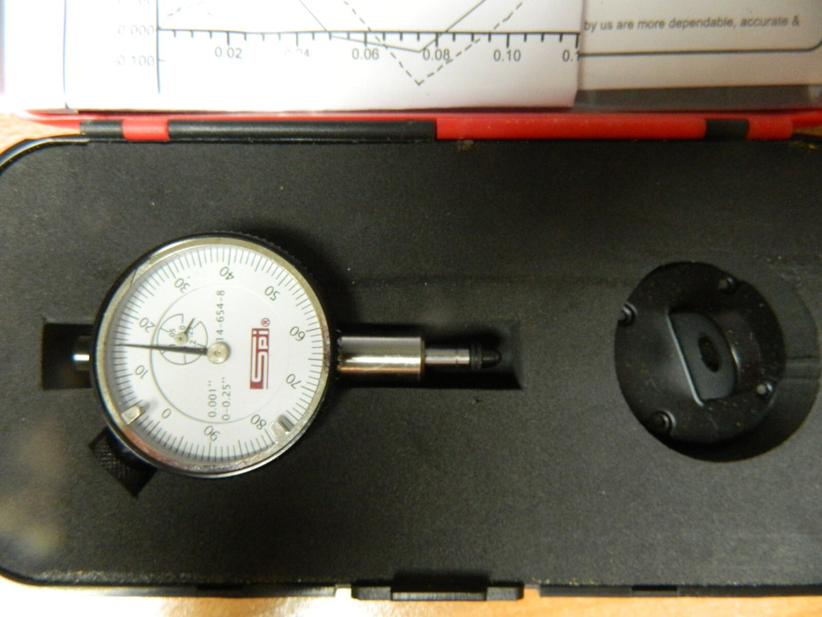 SPI 1/4" Range, 1-100 Dial Reading, 0.001" Graduation Dial Drop Indicator