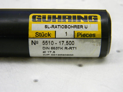 GUHRING Carbide Screw Machine Length Drill Bit 0.689" Dia, 140 ° 9055100175000