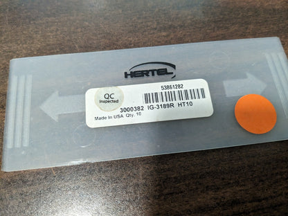 Hertel Grooving Insert 7ct IG3189 HT10, Solid Carbide 3000382