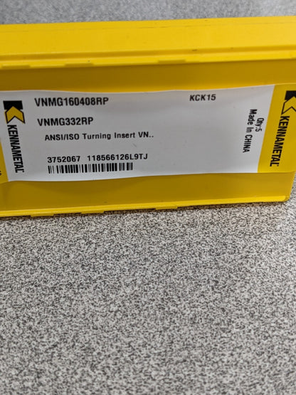 KENNAMETAL Turning Insert: VNMG332RP KCK15, Solid Carbide Qty 5 3752067