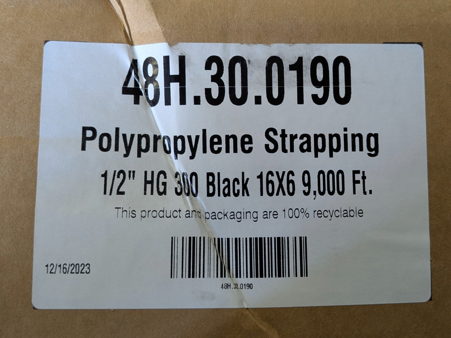 PAC Hand Grade Plastic Strapping 9000 FT. x 1/2 IN. x 0.018 IN. 300 Test