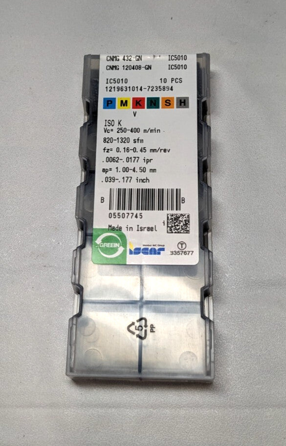 Iscar CNMG432 GN IC5010 Carbide Turning Insert 80° Diamond *QTY 5*  5507745