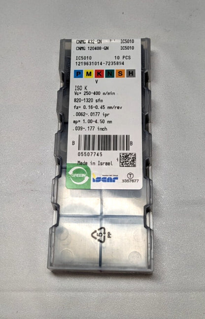 Iscar CNMG432 GN IC5010 Carbide Turning Insert 80° Diamond *QTY 5*  5507745