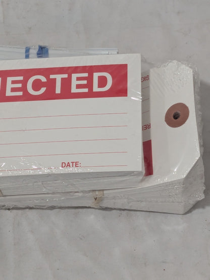 "Rejected" Tag: Rectangle, 2-7/8" High, 6-3/4" Wide, Paperbo