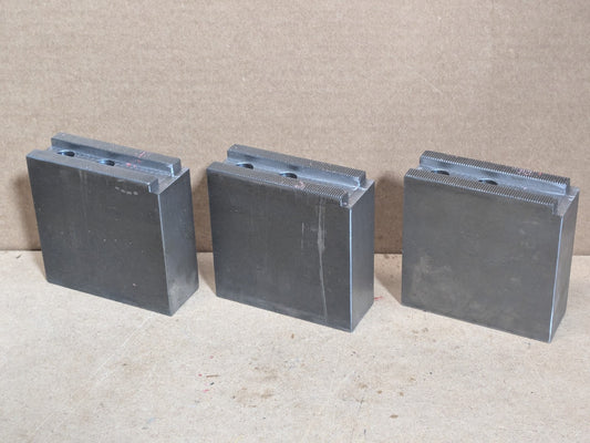 Set of 3 H&R Mfg Square Soft Jaws for 10" Lathe Chucks 1.5mm x 60 Serrated