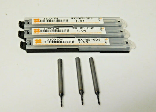 OSG Carbide Micro Drills TiALN 1.041mm x 3mm SD x 38mm OAL 2FL Qty 3 3300104