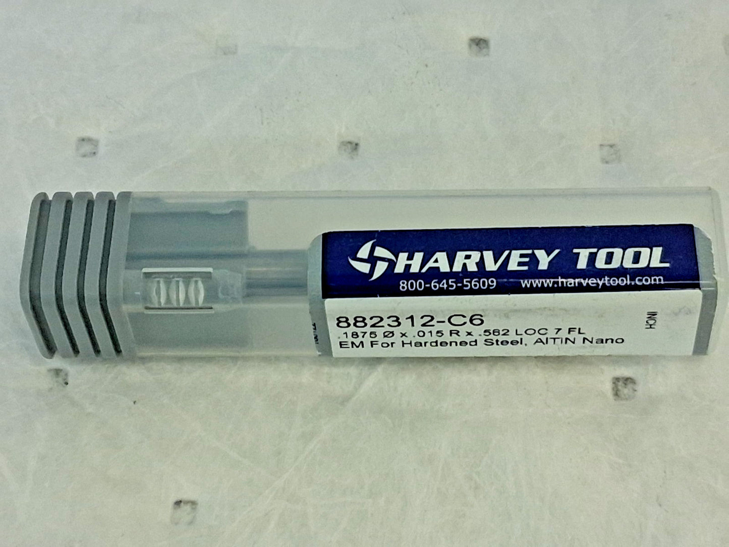 Harvey Tool Corner Radius End Mill 3/16" Dia 9/16" LOC 7FL 882312-C6