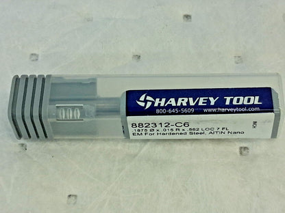 Harvey Tool Corner Radius End Mill 3/16" Dia 9/16" LOC 7FL 882312-C6