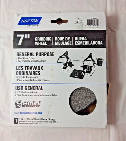 Norton Aluminum Oxide Bench Grinding Wheel 7x1x1 In 36 Grit Coarse 88275