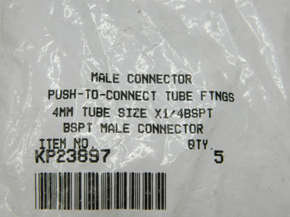 PARKER Push-To-Connect Tube to Male BSPT Tube Fitting 1/4" Thread Qty 5 KP23897