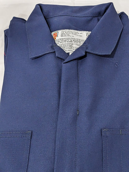 Stanco Flame Resistant Coverall: Sz XL, Indura Ultra Soft Navy Blue FRI-681NB-XL