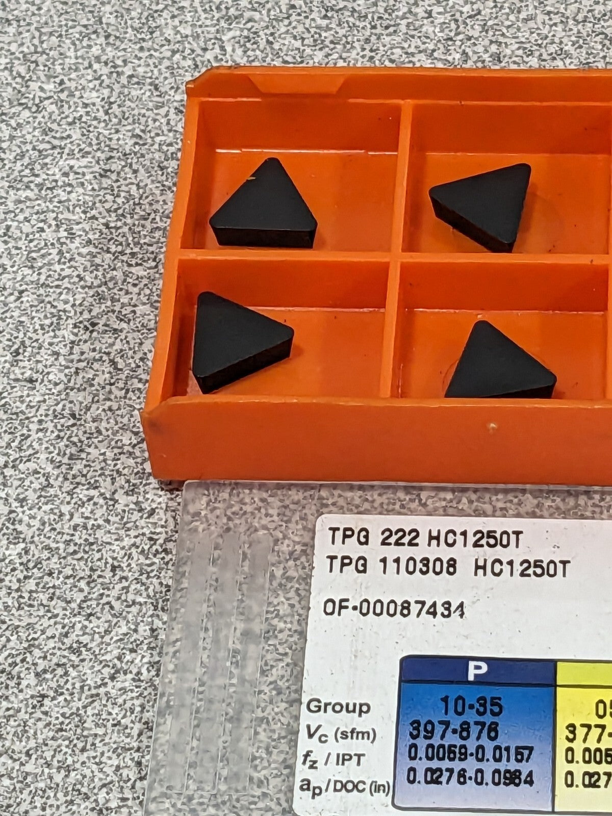 HERTEL Turning Insert: TPG222 HC1250T, Solid Carbide Qty 7 42800482