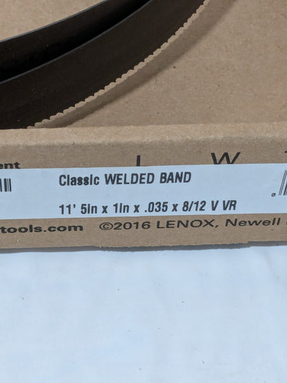 Lenox Welded Bandsaw Blade: 11' 5 Long x 1" Wide x 8 to 12 TPI 79673CL