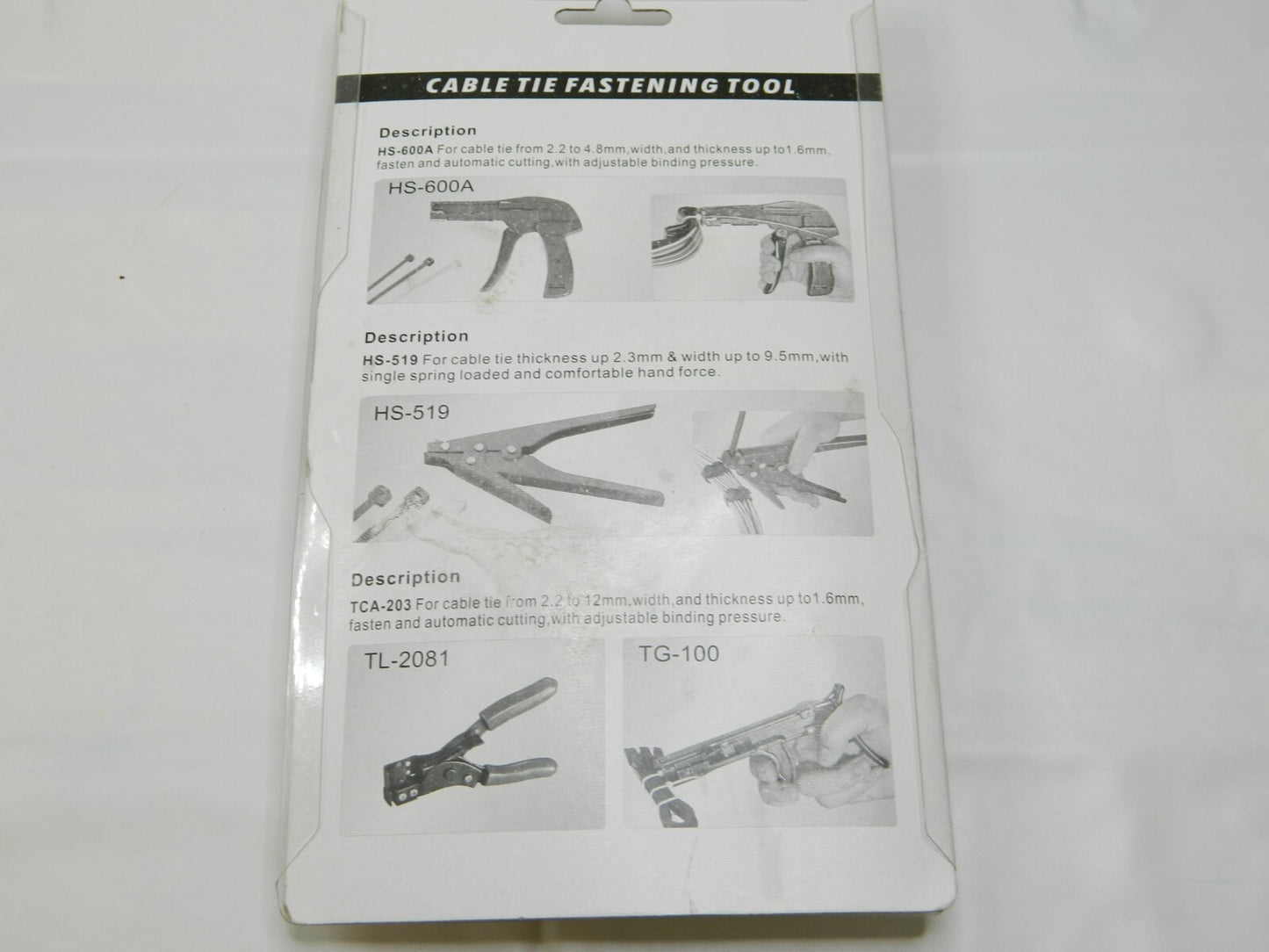 Cable Tie Gun Pull Tighten Fasten Tensioner Zip Wire Cord Tidy Cabling HS-600A