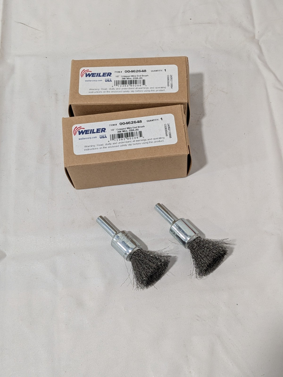 Weiler End Brushes: 1/2" Dia, Steel, Crimped Wire Qty 2 90286