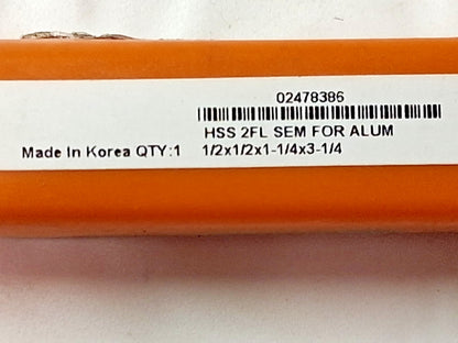 Hertel Square End Mill HSS 1/2" Dia 1-1/4" LOC 2FL 02478386