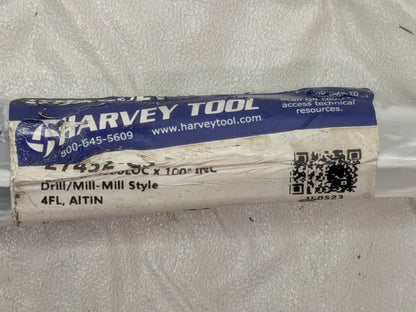 Harvey Tool Carbide Drill Mill 1/2"Dia X 1"LOC X 3"OAL 4FL 27432-C3