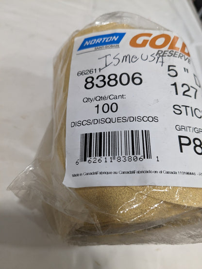 NORTON 5" Dia PSA Disc Roll: 80 Grit, Aluminum Oxide Approx. 100 66261183806