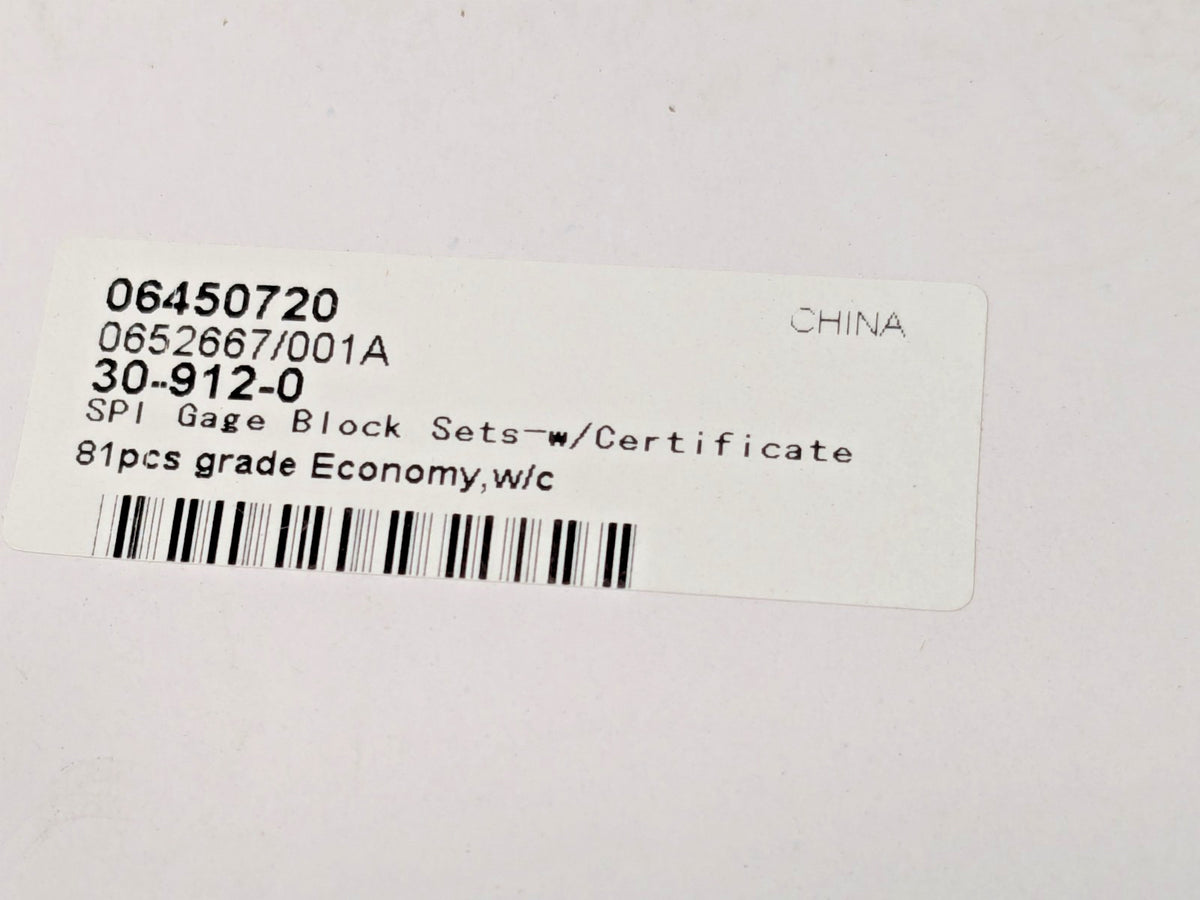 SPI 81 Piece Gage Block Set 0.05 to 4'' Range Econo Grade 30-912-0