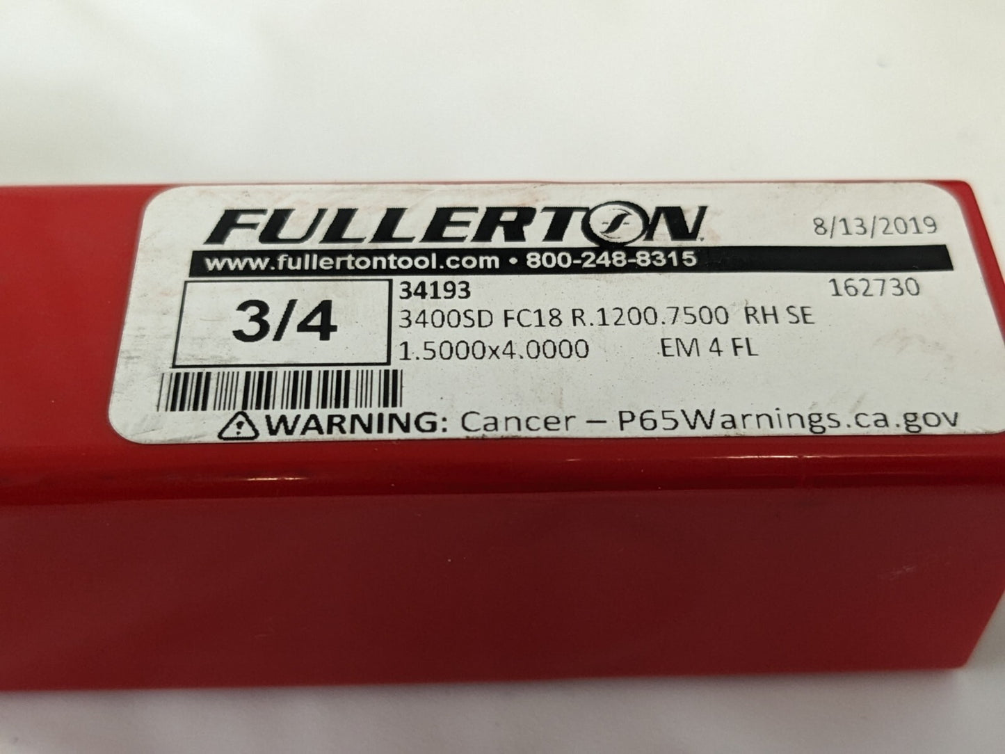 Fullerton Tool Solid Carbide Radius End Mill 34193