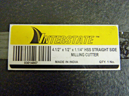 Interstate Side Milling Cutter HSS 4-1/2" Dia x 1/2" WOC x 1-1/4" 18T 03014867