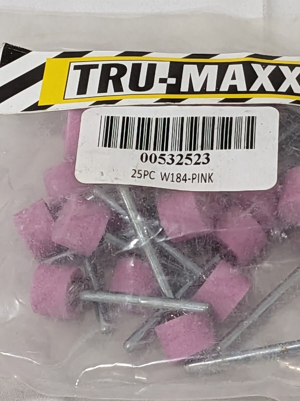 Tru-Maxx Mounted Point: 3/8" Thick, 1/8" Shank Dia, 80G Qty 25 W184-PINK