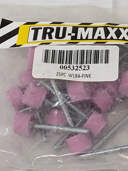 Tru-Maxx Mounted Point: 3/8" Thick, 1/8" Shank Dia, 80G Qty 25 W184-PINK