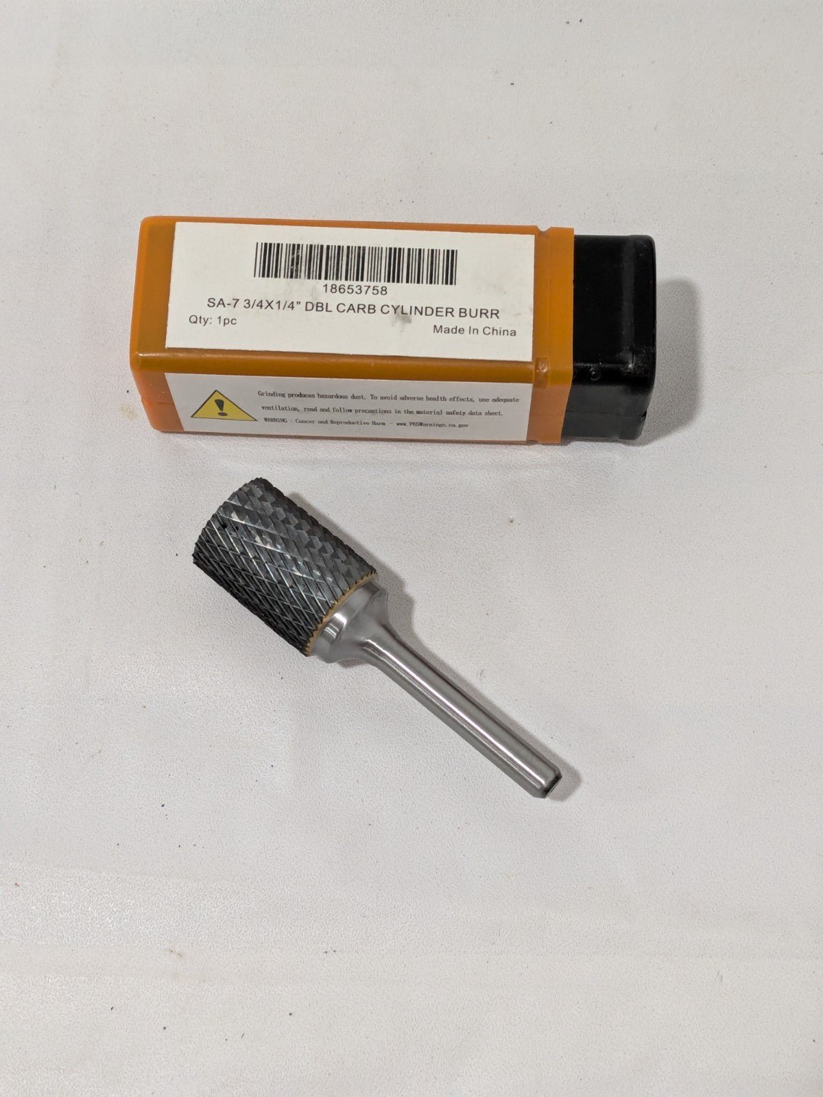 Hertel Abrasive Burr SA-7 3/4" Cut Dia, Cylinder W/Flat End, Double Cut 18653758