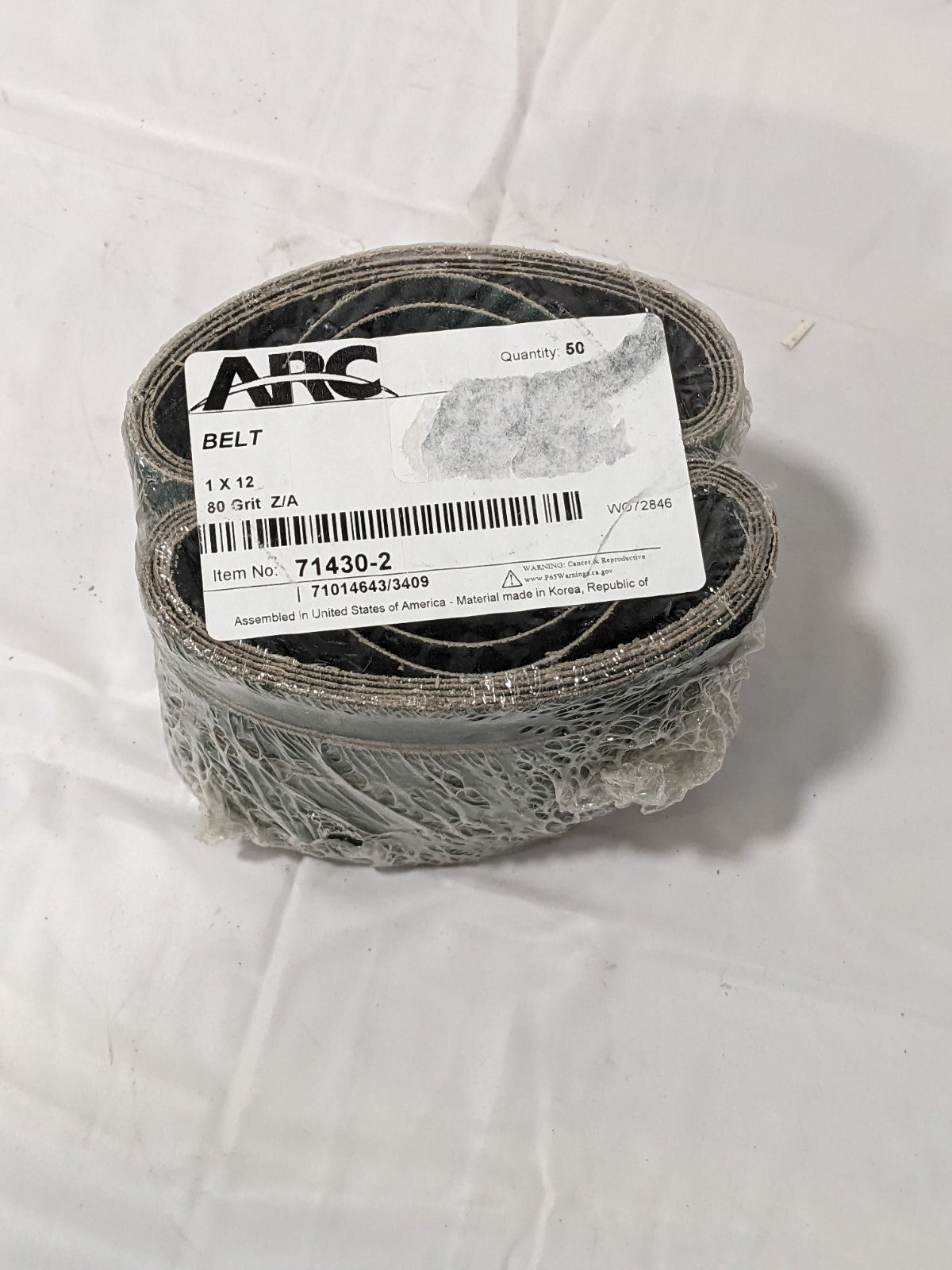 ARC Abrasives Belts 1" x 12" 80GRIT Zirconia Alumina Y-Weight Qty 50 7