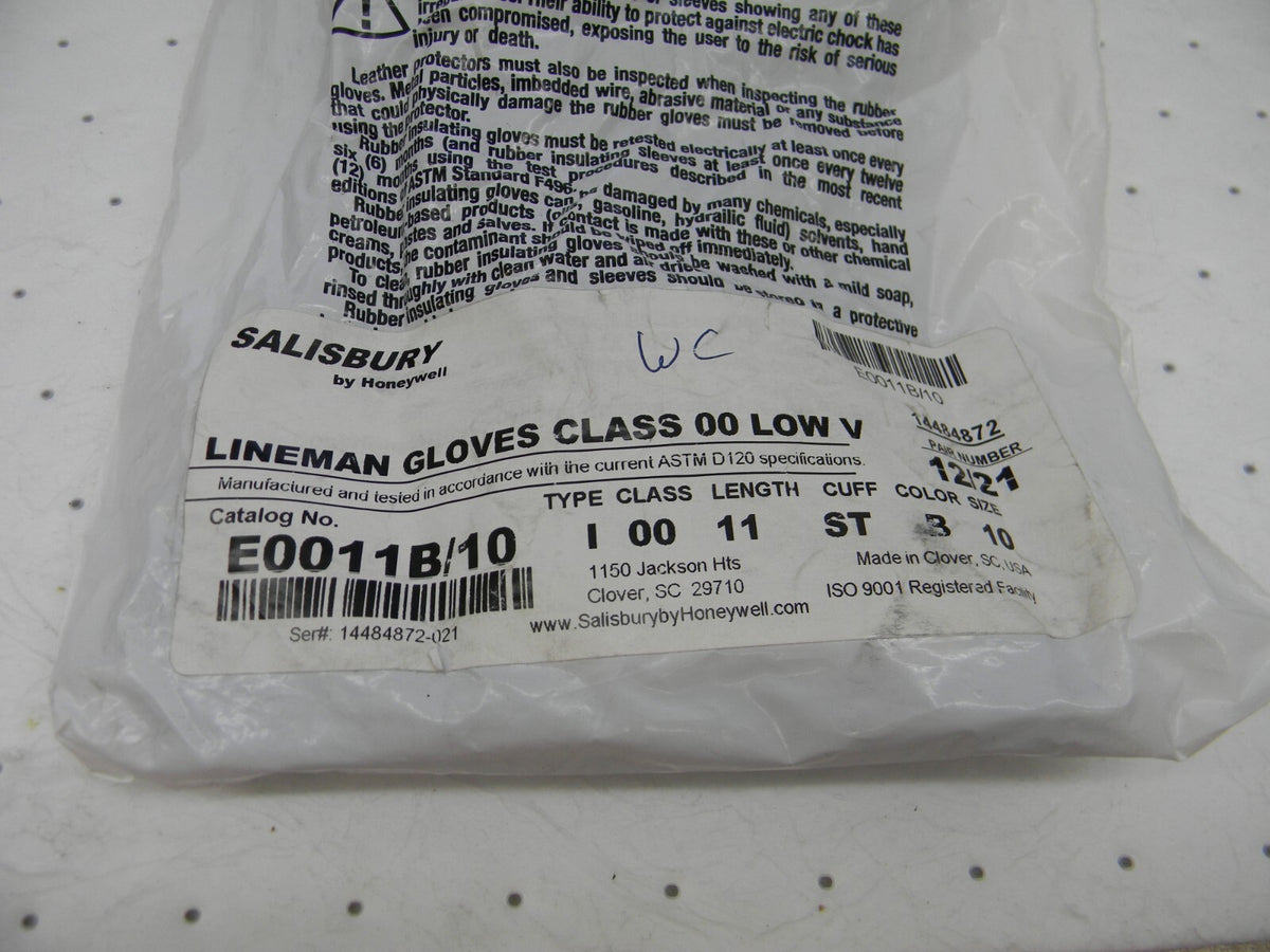 HONEYWELL Class 00, Size XL (10), 11 Long, Rubber Lineman's Glove E0011B/10
