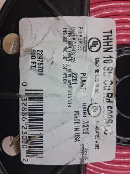 Southwire Building Wire THHN 10AWG Nylon Stranded Core 500ft Long 22975701