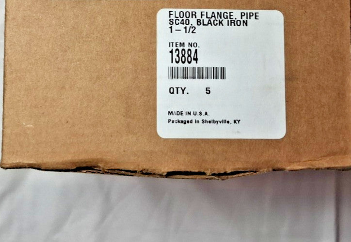 WARD Iron Floor Flanges Black 1.5" SC40 4 Hole 5 PC 13884