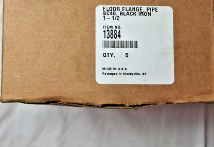 WARD Iron Floor Flanges Black 1.5" SC40 4 Hole 5 PC 13884