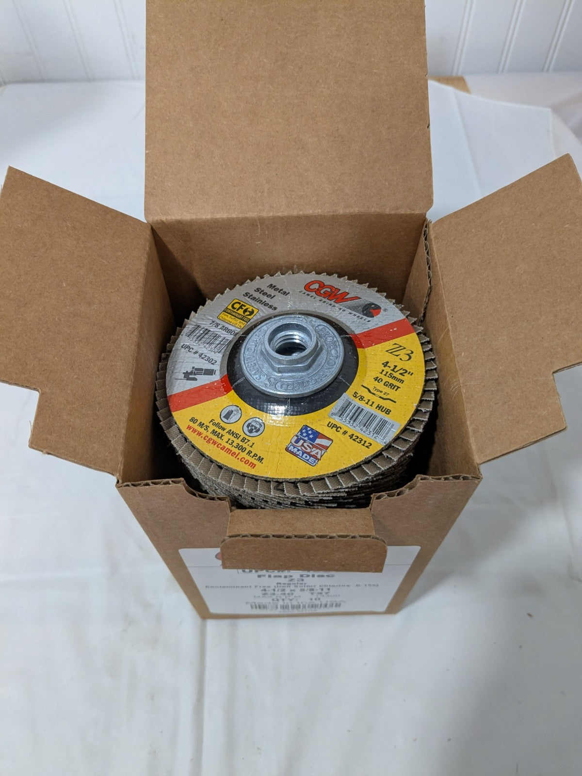 CGW Flap Disc: 4-1/2" Dia, Zirconia Alumina, Type 27 Box of 10 42312