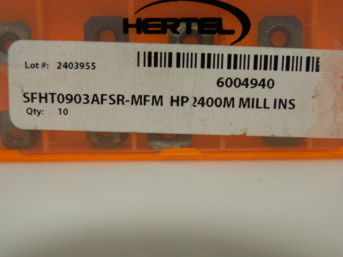 Hertel Carbide Milling Inserts SFHT0903AFSR-MFM GRADE-HP2400M Qty-10 6004940