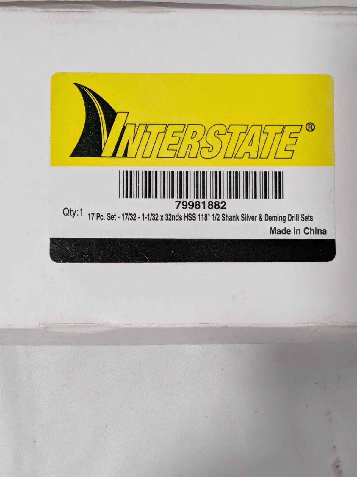 Interstate Reduced Shank Drill Bit Set: 17 Pc, 17/32 to 1-1/32", 118º 79981882