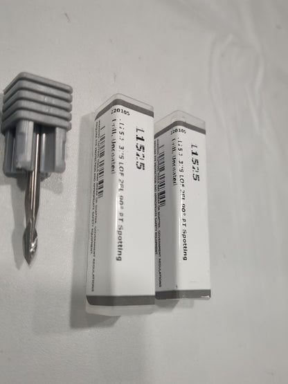 HARVEY TOOL 2pk Spotting Drills: 1/8" Dia, 90 ° Point Solid Carbide 11525