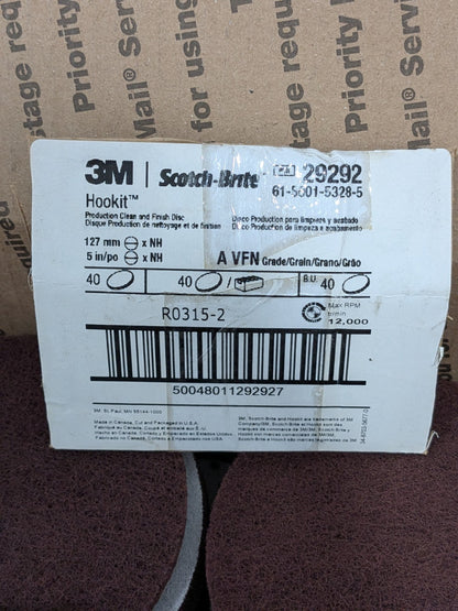 3M Hook &amp; Loop Disc: 5" Dia, Non-Woven, Aluminum Oxide Box of 40 710013