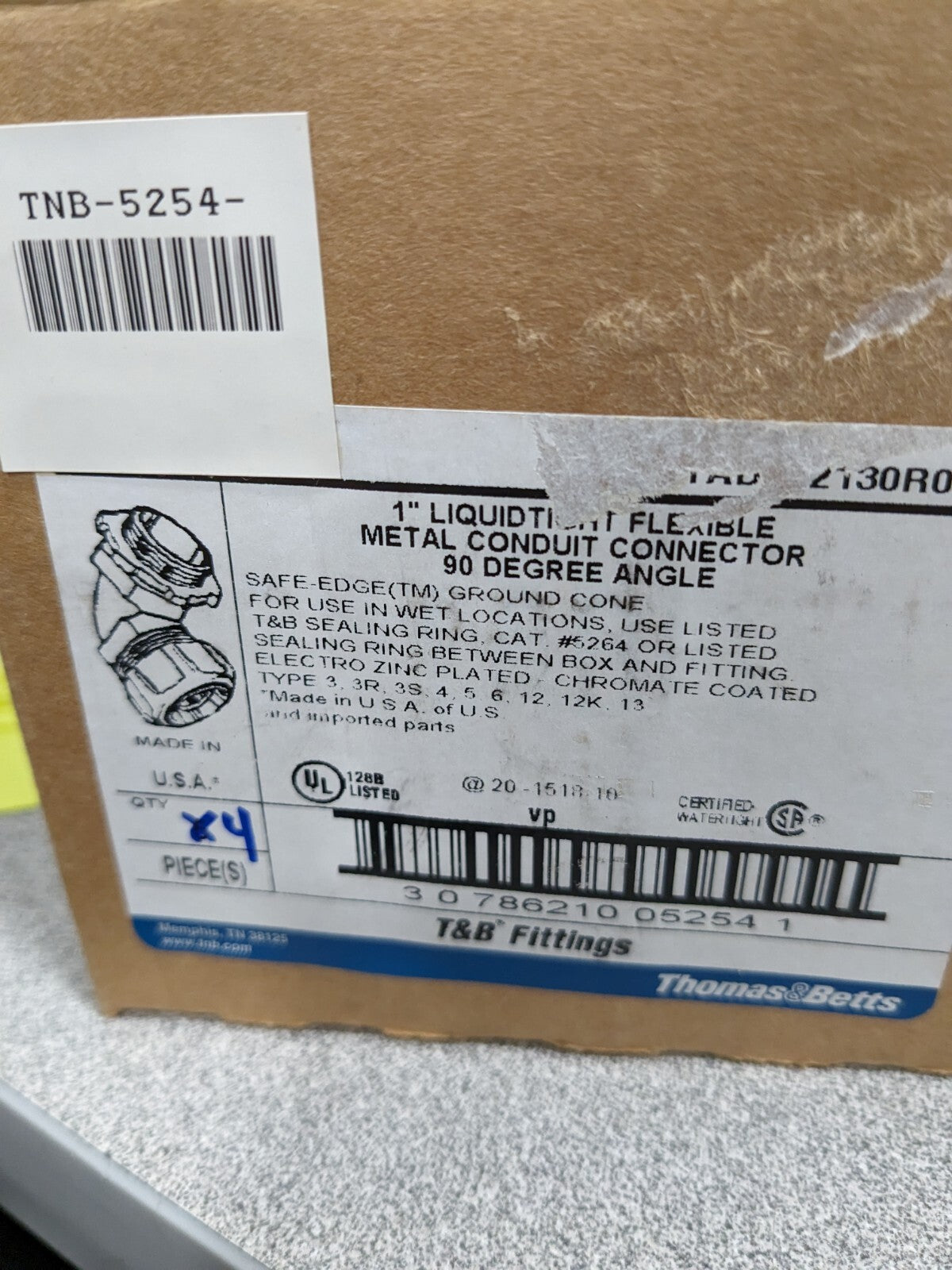 T&amp;B 1" Conduit Connector: For Liquid-Tight, Malleable Iron &amp; Steel