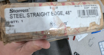 Starrett Square Straight Edge: 48" Long, 2-13/32" Wide, 7/32" Thick 51442