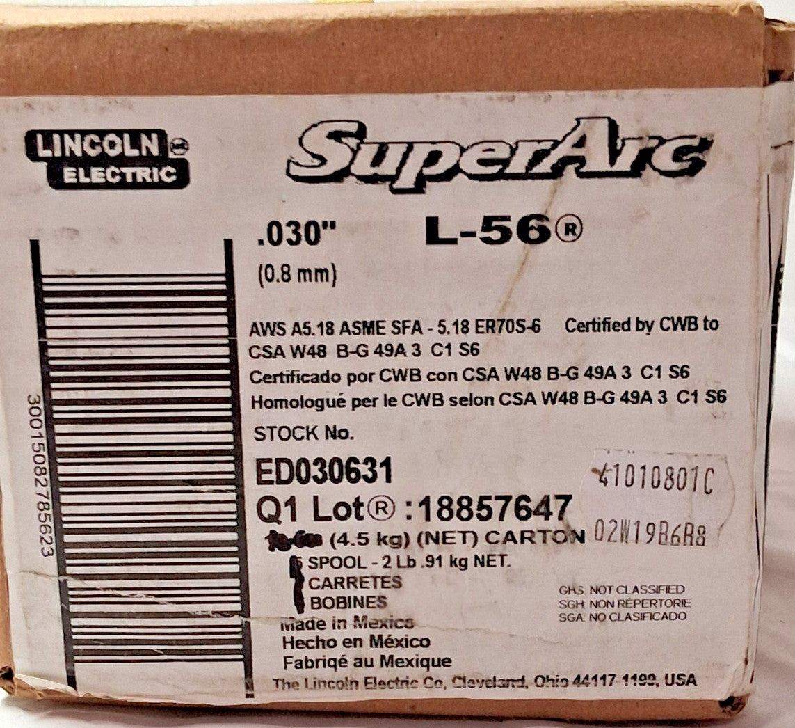 Lincoln Electric MIG Wire SuperArc L-56 .030 DIA 2 LB Spools QTY4 ED030631