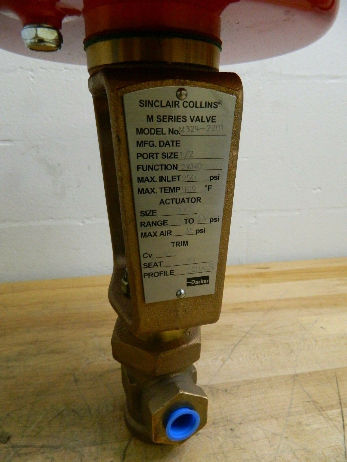 Parker 1/2" F-NPT Bronze Proportional Diaphragm Control Valve 250 PSI M324-2201