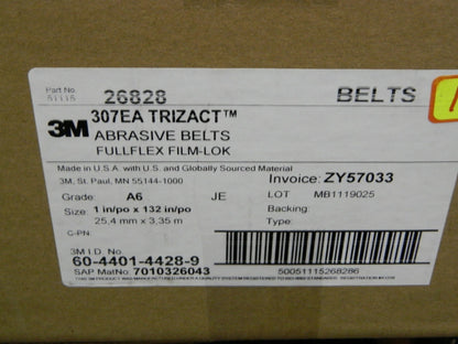 3M Trizact A/O Cloth Sanding Belt 307EA 1X132"A6JE Qty 139 26828