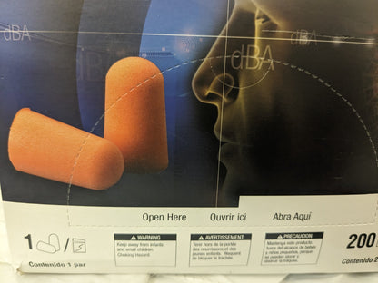 3M Earplugs: 29 dB, Foam, Bullet, Roll Down, Uncorded 200pr 7100099847