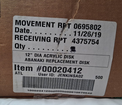 QTY 1 Abanaki Plastic Replacement Oil Skimmer Disk 12" Dia PMD-12AC