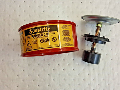 Justrite Steel Plunger Can 1 Quart 5-5/8" High x 7-1/4" Dia 10108