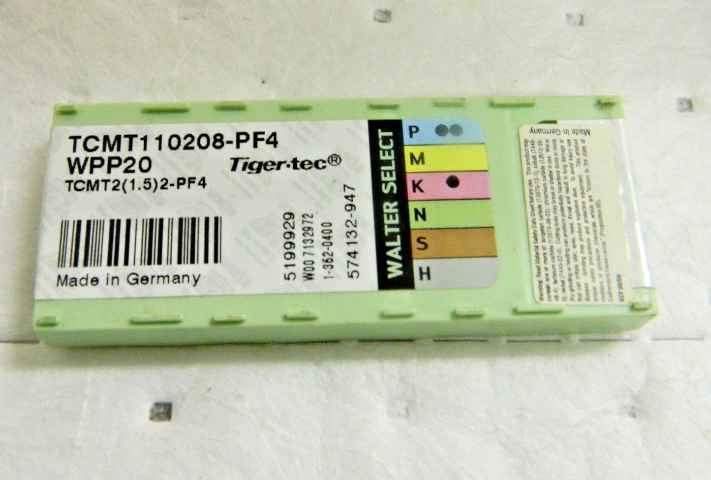 Walter Valenite Carbide Turning InsertsTCMT2(1.5)2-PF4Grade WPP20 Qty 10 5199929